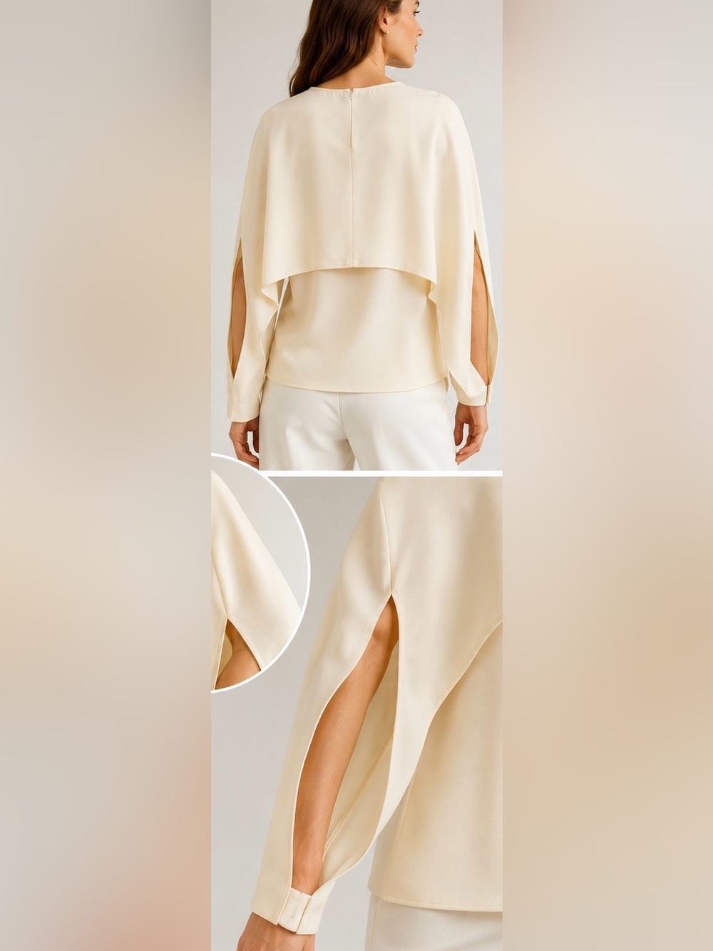 St. John Collection Sp 2021 100% Silk Cape Overlay Blouse Open Arm Size 2 *Read - Picture 15 of 15
